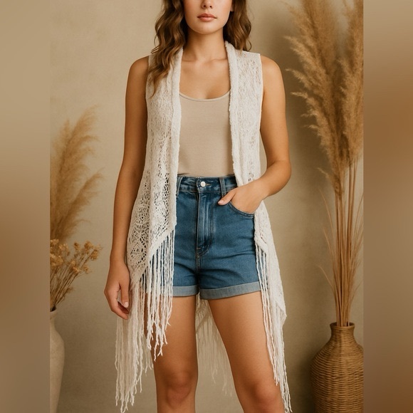 iperion Jackets & Blazers - Iperico Made in Italy Crochet Fringe Vest